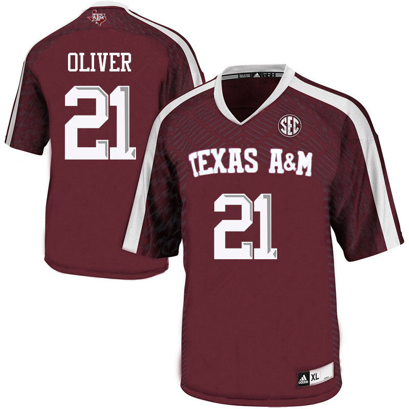Men #21 Charles Oliver Texas A&M Aggies College Football Jerseys-Maroon
